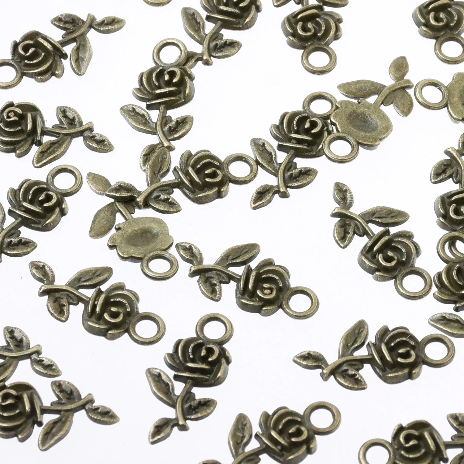 10*21mm Alloy Rose pendant Rose Charm Rose Pendant Necklace for Women Mothers Day 50pcs 102739