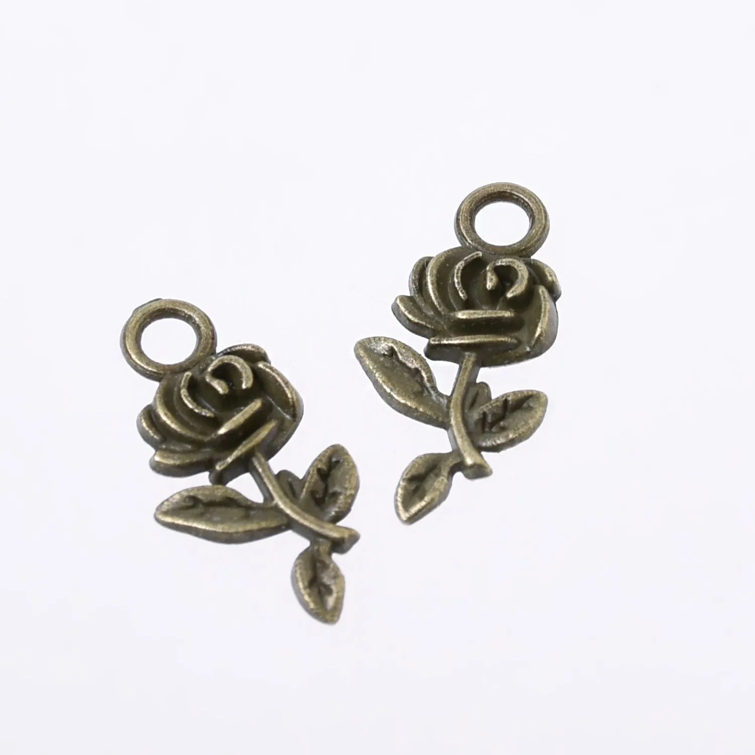 10*21mm Alloy Rose pendant Rose Charm Rose Pendant Necklace for Women Mothers Day 50pcs 102739