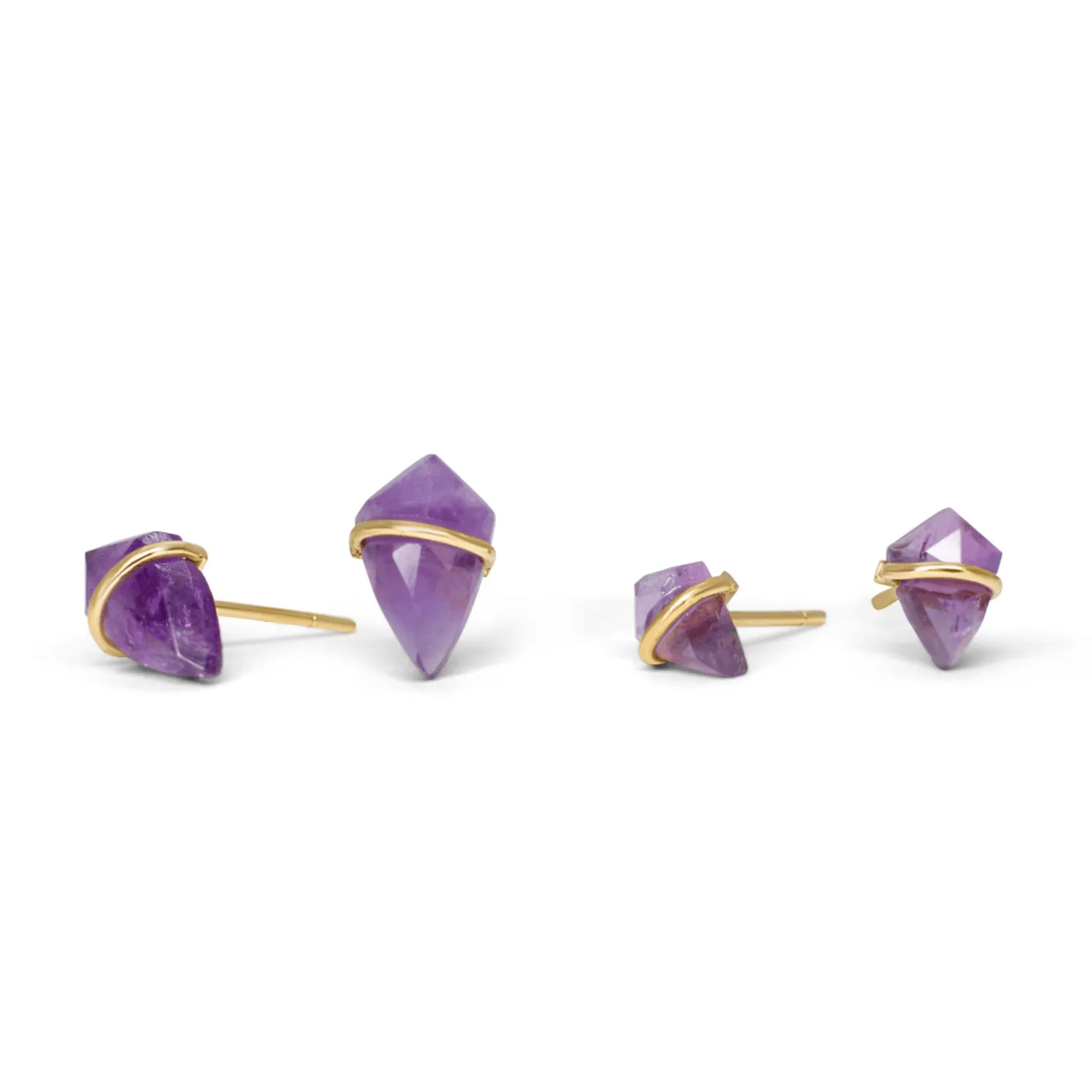 18K Kite Stud Earrings in Amethyst