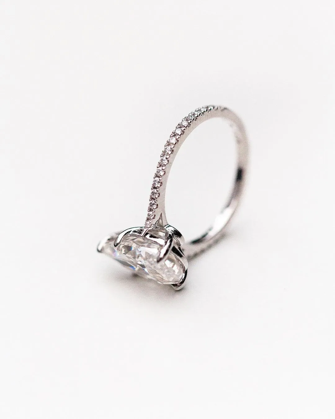 4.1CT Pear Engagement Ring, Dainty Pear Wedding Ring