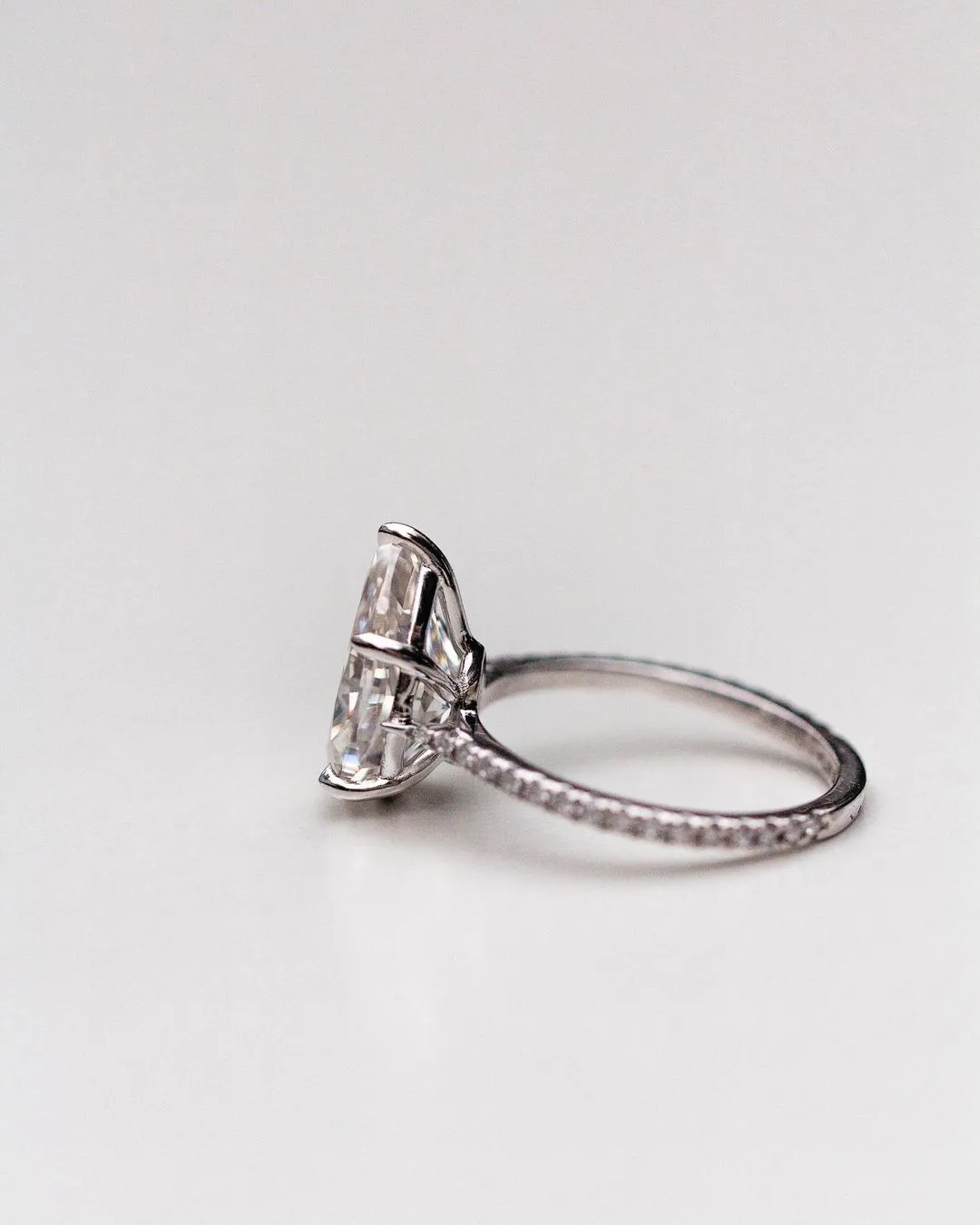 4.1CT Pear Engagement Ring, Dainty Pear Wedding Ring