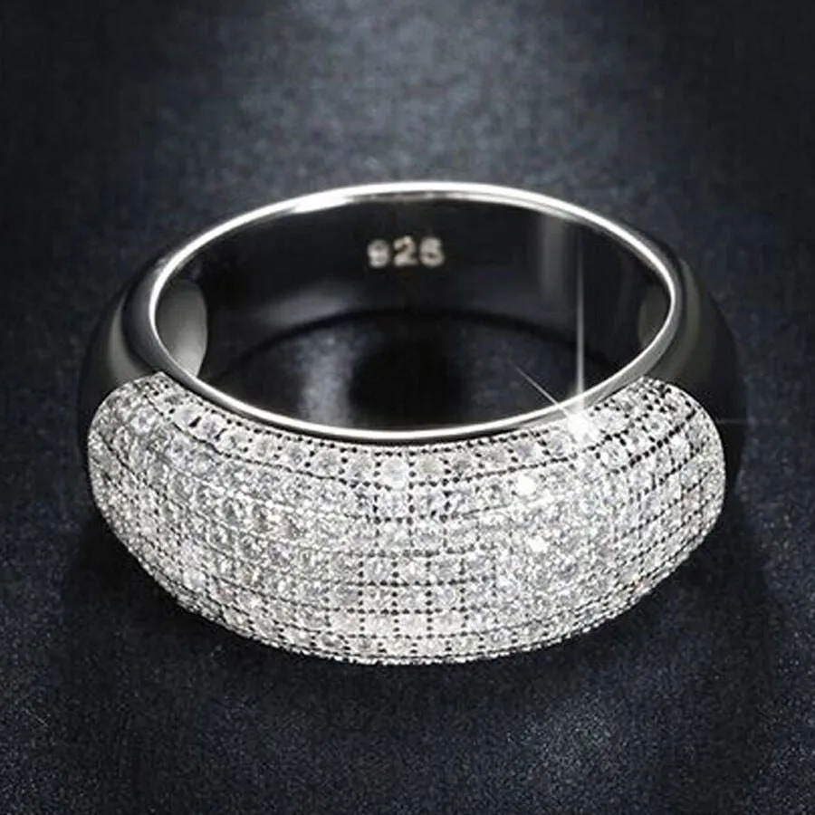 925 Created White Sapphire Micro-Pave Anniversary Band Ring