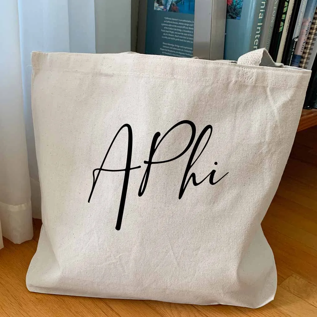 Alpha Phi Script Writing Nickname Canvas Tote Bag