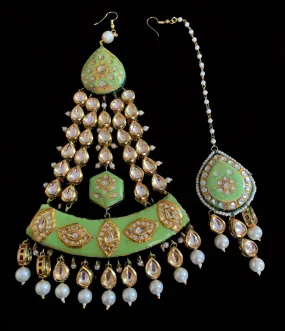 Amrita green meenakari jhoomar tika ( READY TO SHIP )