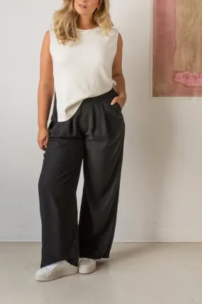 Anjie Black | High-Waisted Wide Leg Pants