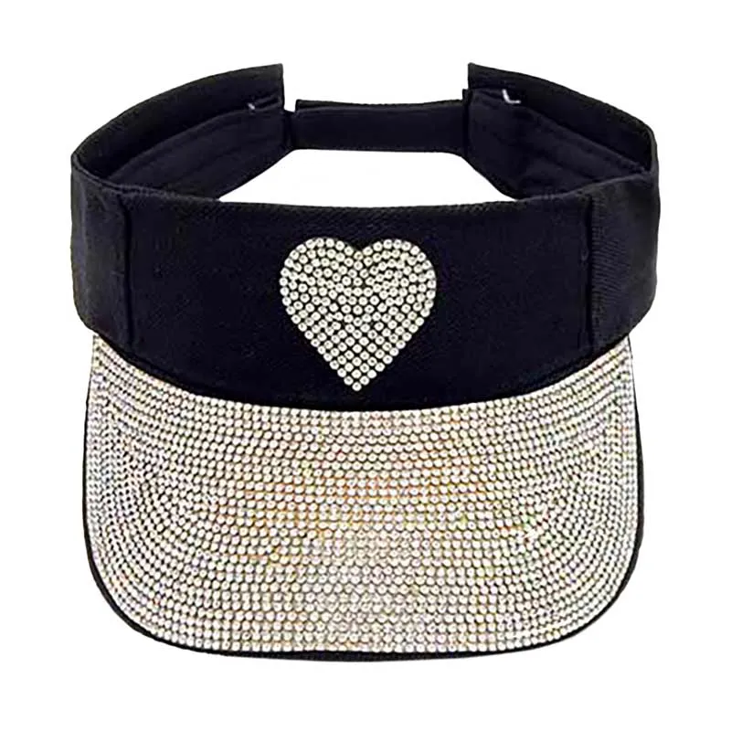 Bling Heart Accented Visor Hat