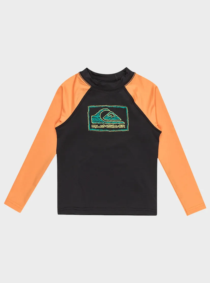 Boys 2-7 Everyday UPF 50 Long Sleeve Rashguard - Black/Tangerine