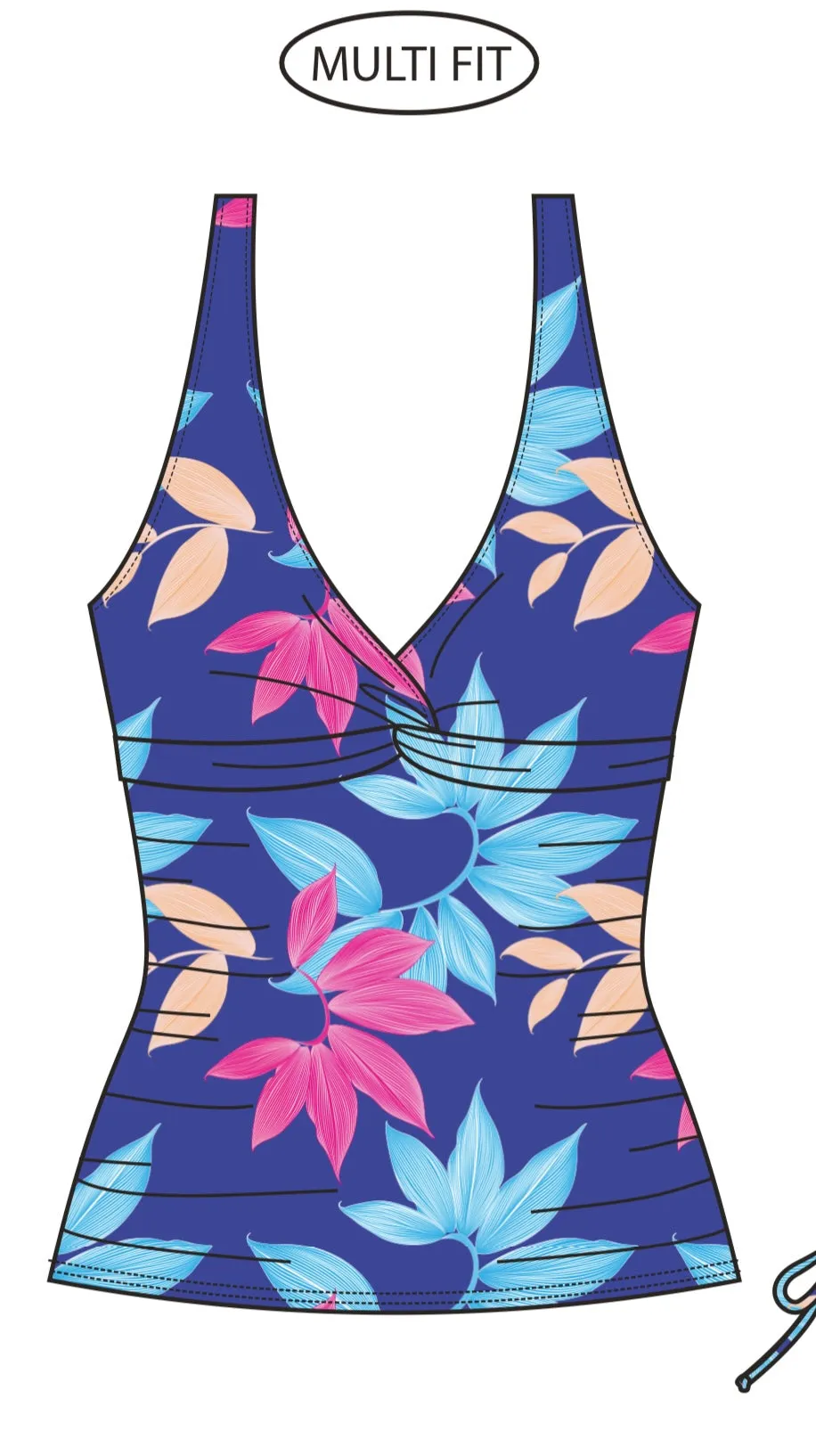 BS Swimwear Blue Leaf Print Twist Tankini