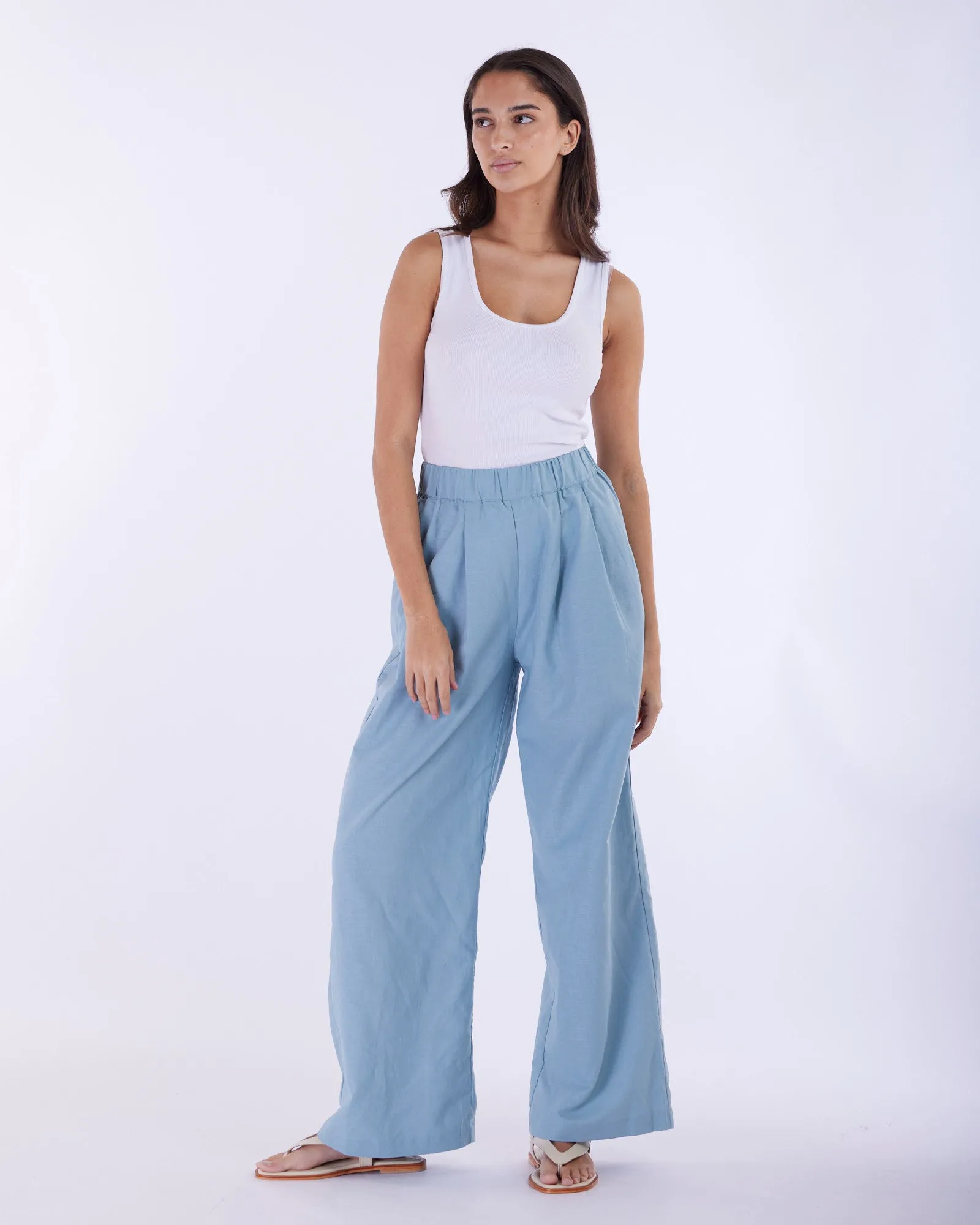 Cancun Linen Pant - Duckegg Blue