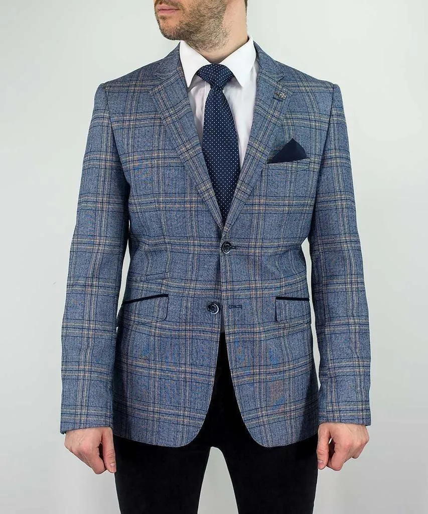 Cavani Brendan Blue Sim Fit check Jacket