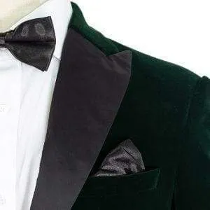 Cavani Rosa Forest Green Slim Fit Velvet Style Jacket