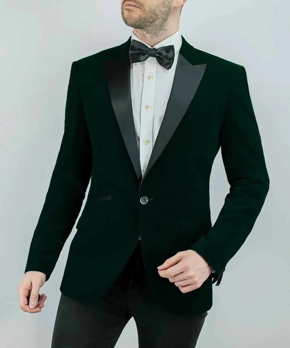 Cavani Rosa Forest Green Slim Fit Velvet Style Jacket