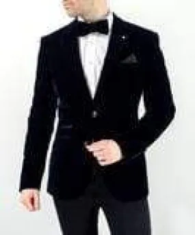 Cavani Sicily Navy Velvet Slim Fit Blazer