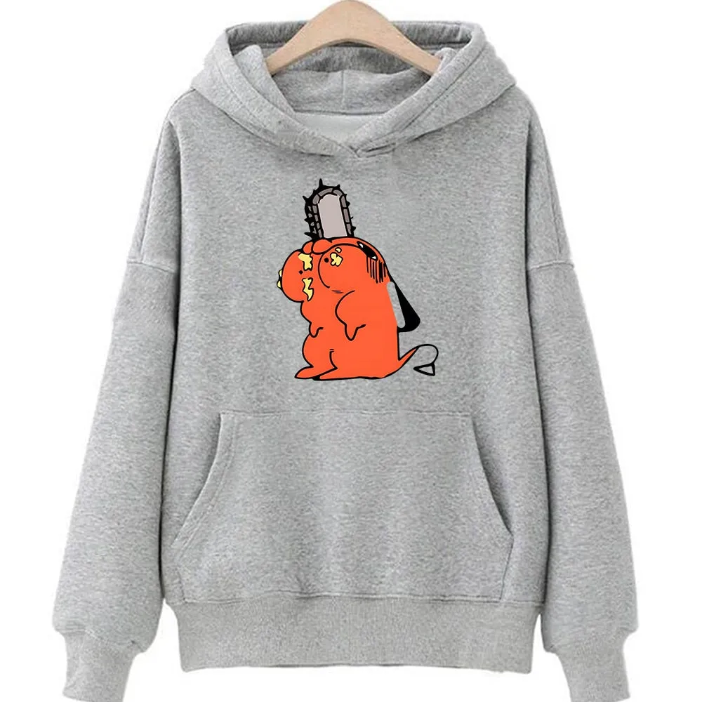 Chainsaw Man Vibe with Cutes Pochita Anime Hoodie Long Sleeve Hooded Oversize Japanese Style Sweatshirt