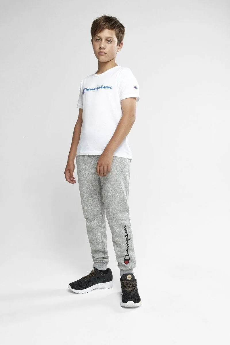 CHAMPION JUNIOR SCRIPT GREY TRACKPANTS