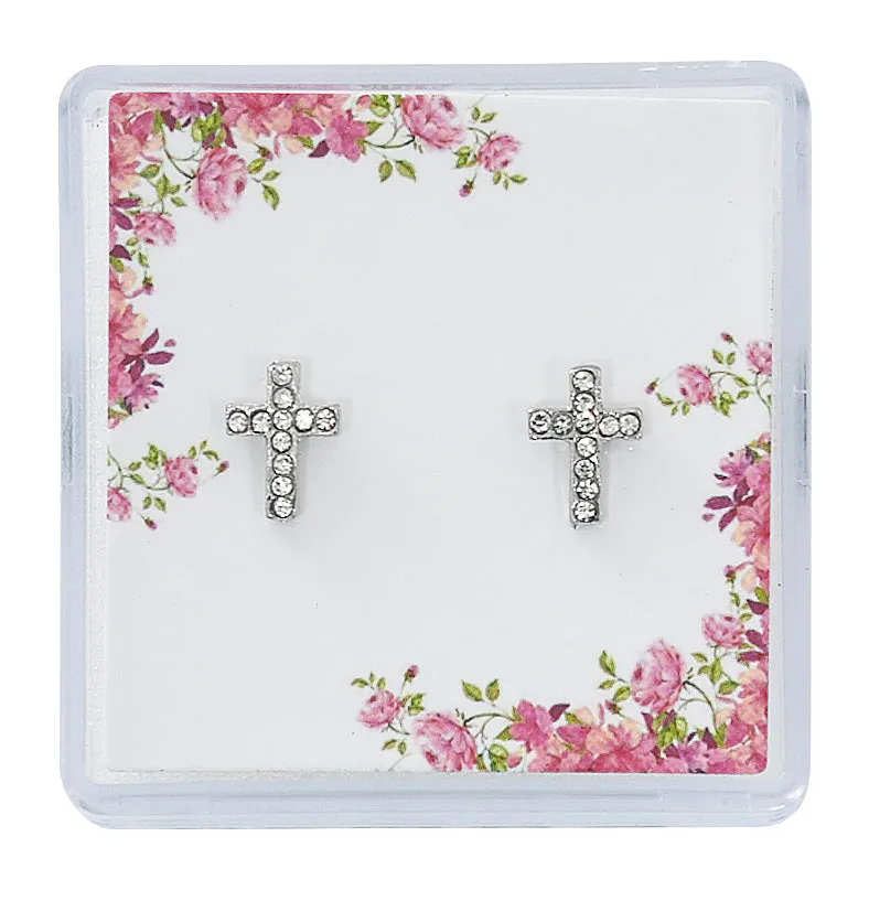 Crystal Cross Earrings