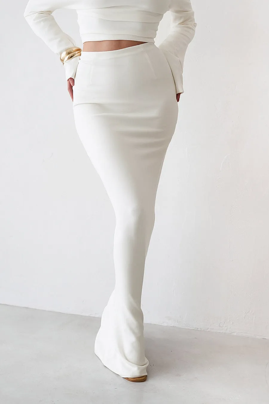 Cupro Maxi Skirt - Vintage White