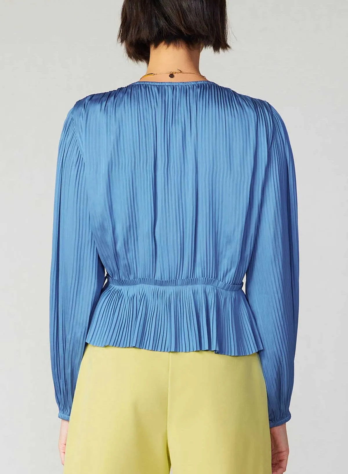 Current Air Pleated Wrap Blouse