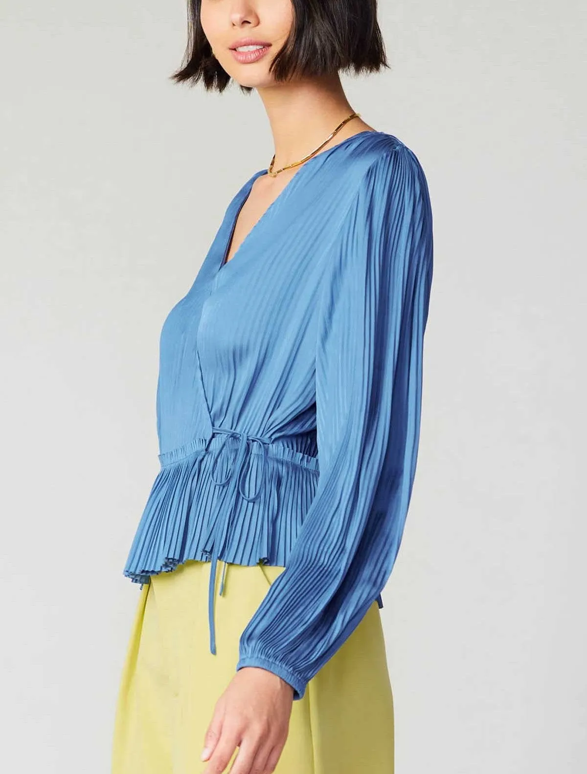 Current Air Pleated Wrap Blouse