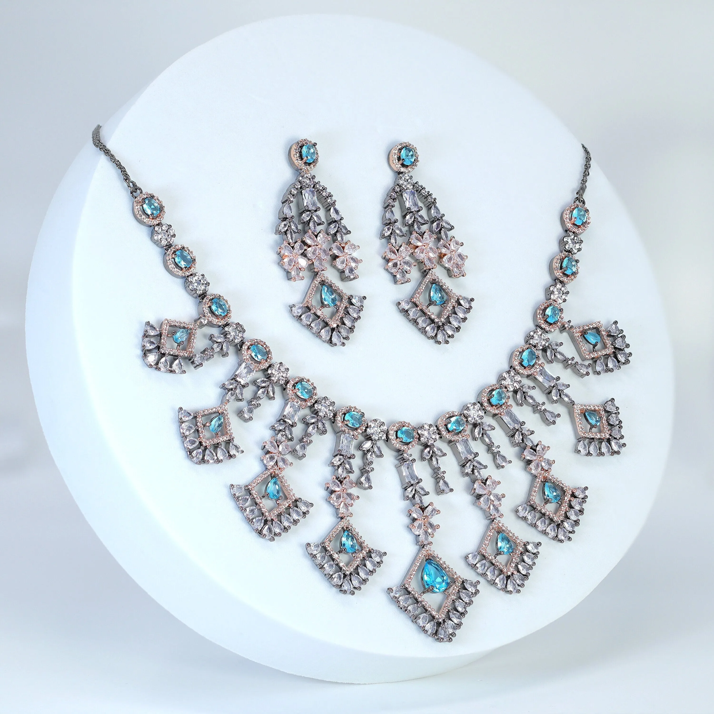 Cz Chandelier Statement Necklace set, Gift for her, Bride Necklace, Mother Of Bride/Groom Necklace Set Cz.