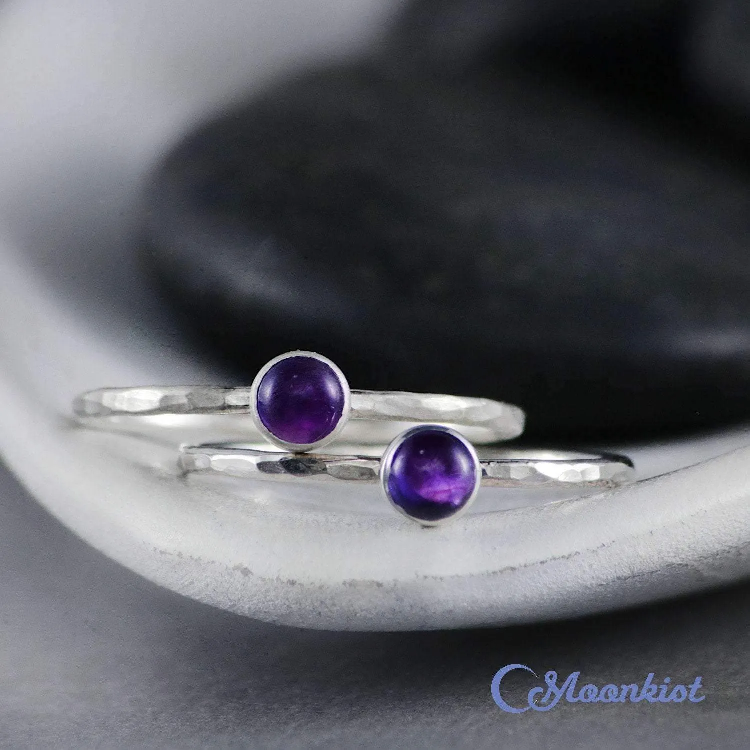 Dainty Silver Amethyst Pinky Ring | Moonkist Designs