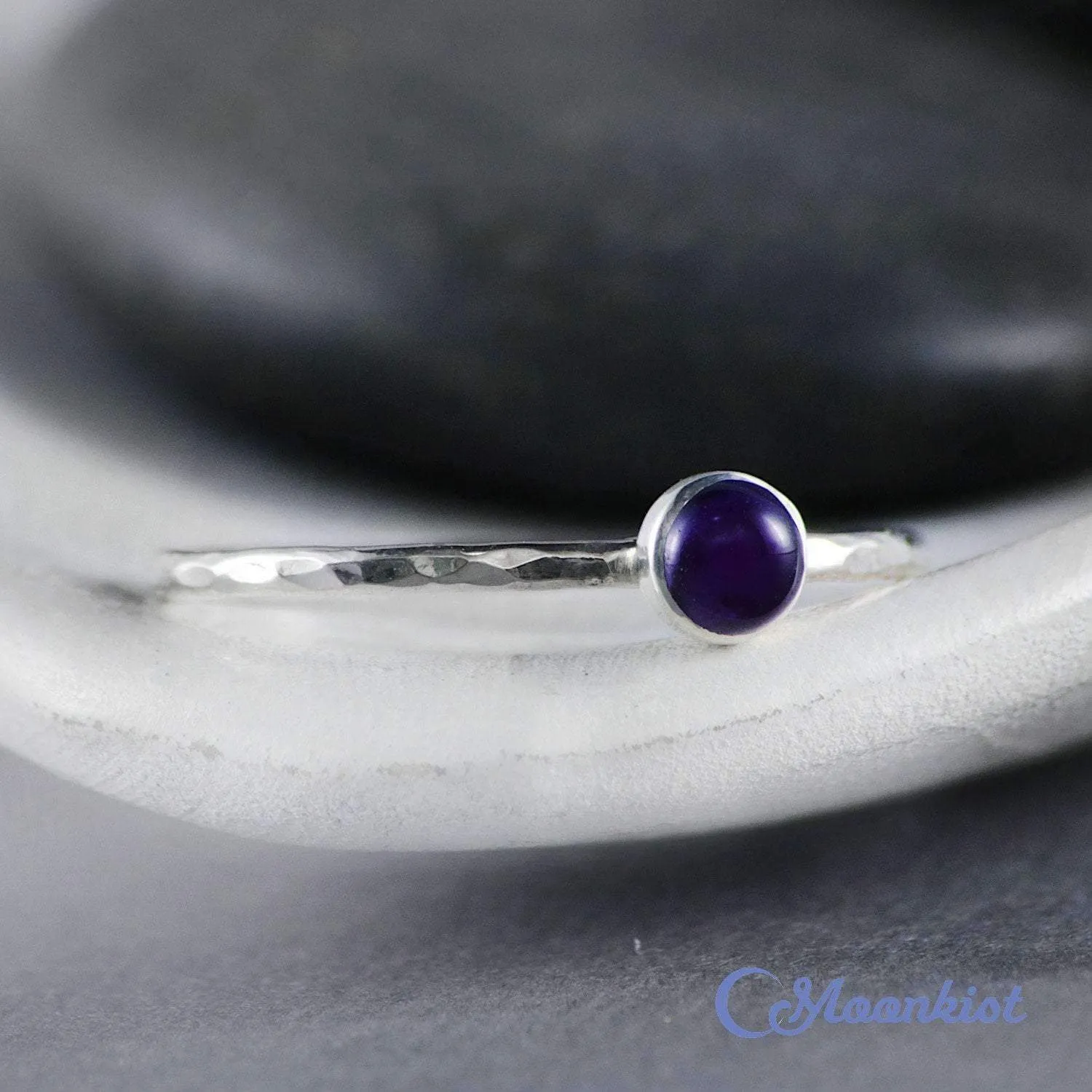 Dainty Silver Amethyst Pinky Ring | Moonkist Designs