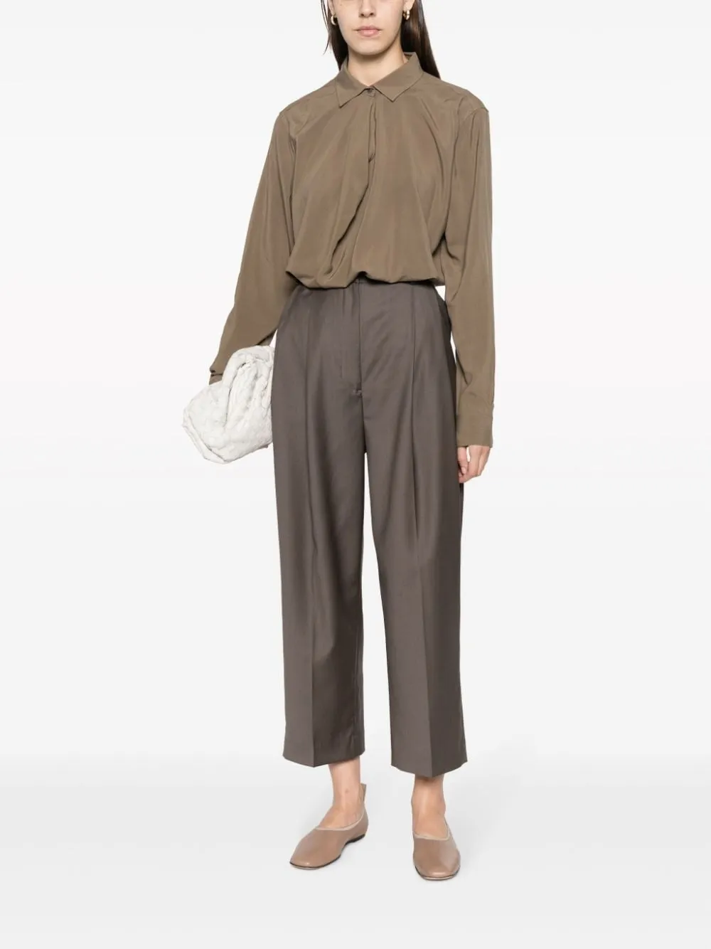 Double-Pleated Cropped Trousers