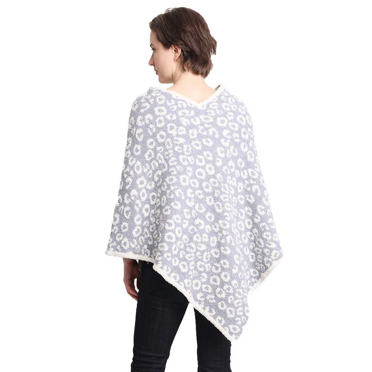 Fall Winter One Size Leopard Patterned Poncho