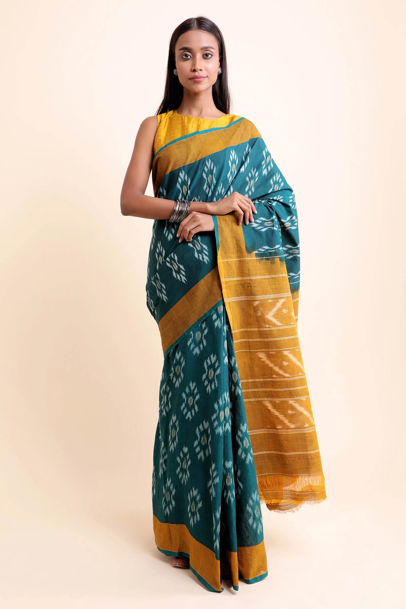 Floating Flower Pochampally Cotton Saree