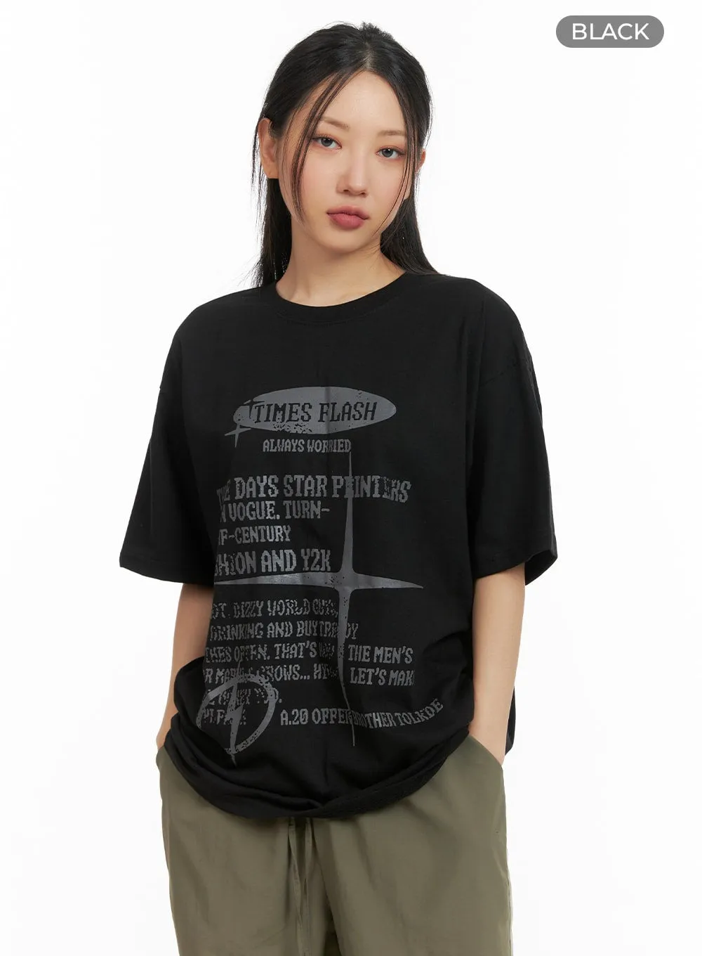 Graphic Lettering Oversized Tee CM419