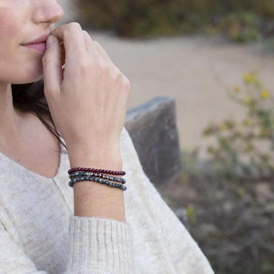 Grounding & Creativity Larvikite and Garnet Delicate Bracelet Stack