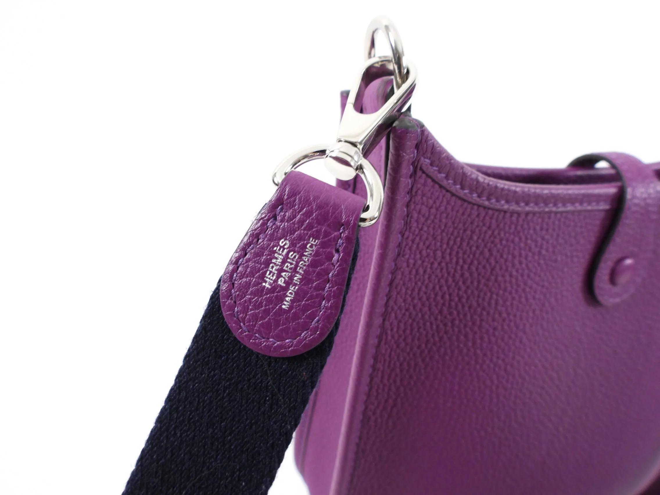 Hermes Anemone Purple Taurillon Maurice Leather and Marine Blue Evelyne TPM 16