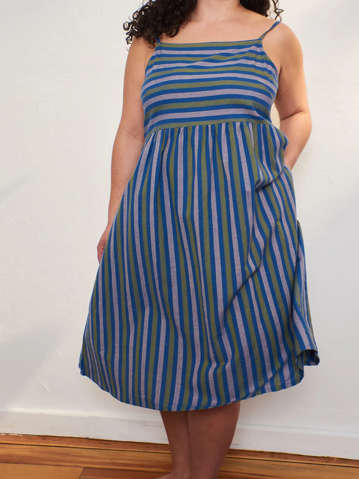 Ivy Midi Dress - Lavender Stripe