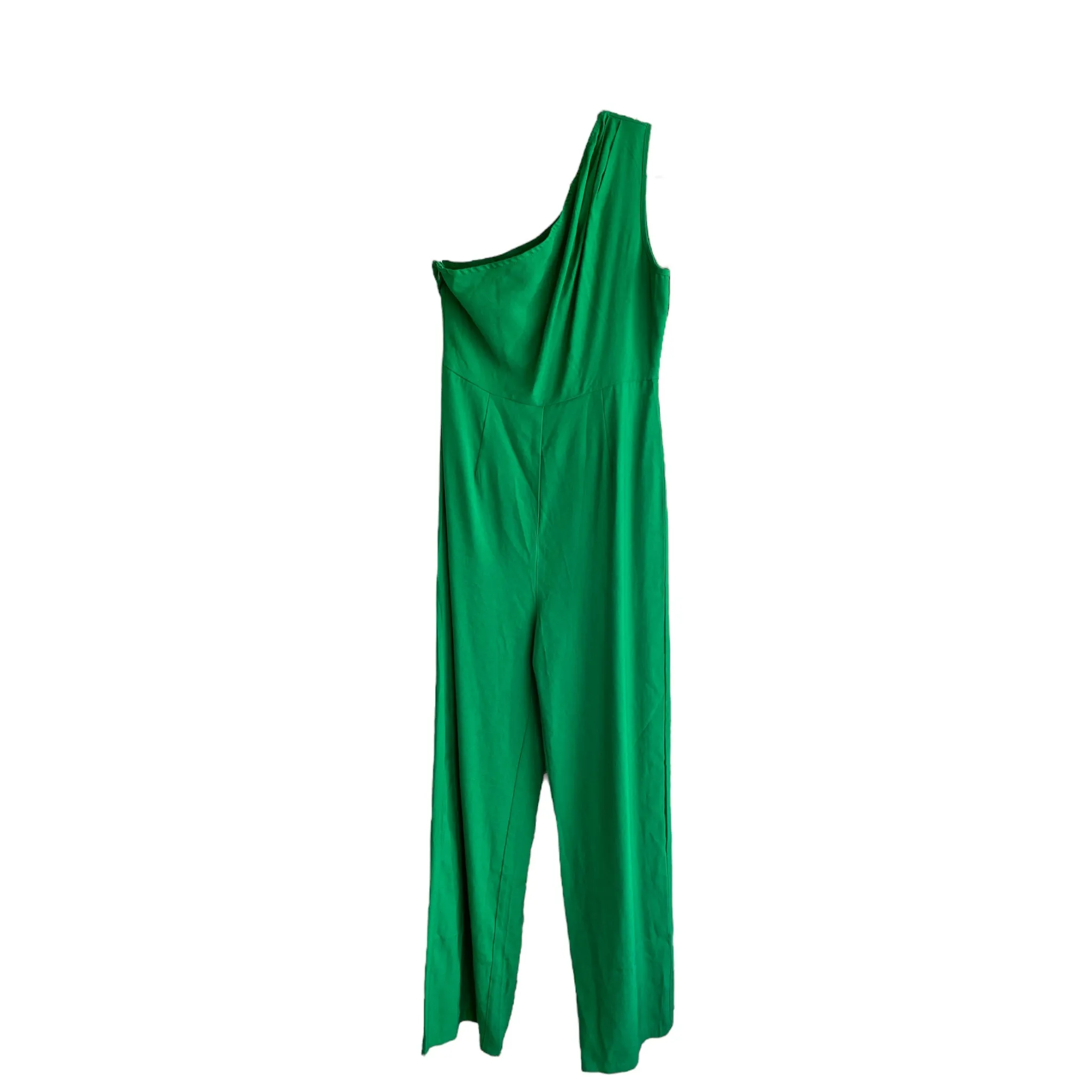 Kelly Green Asymmetrical Shoulder Jumpsuit