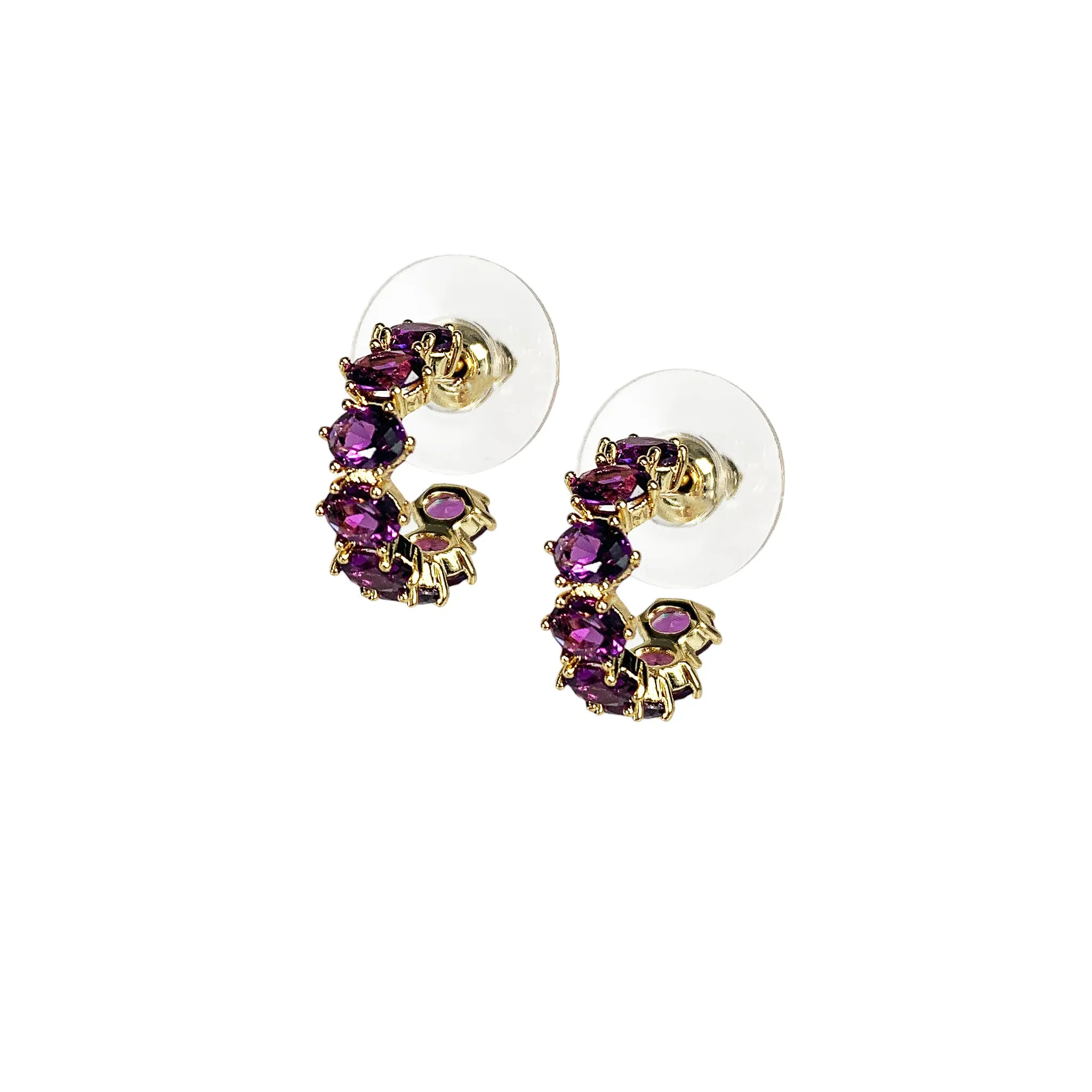 Kendra Scott Cailin Huggie Hoop Earrings in Purple Crystal and Gold Plated