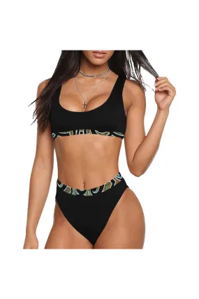 Kente Sport Top & High-Waist Bikini Swimsuit