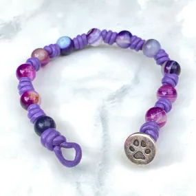 Leather and Purple Agate Bracelet