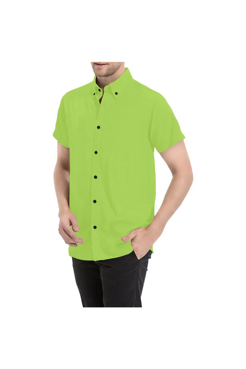 Lime Green Men's Short Sleeve Shirt/Large Size