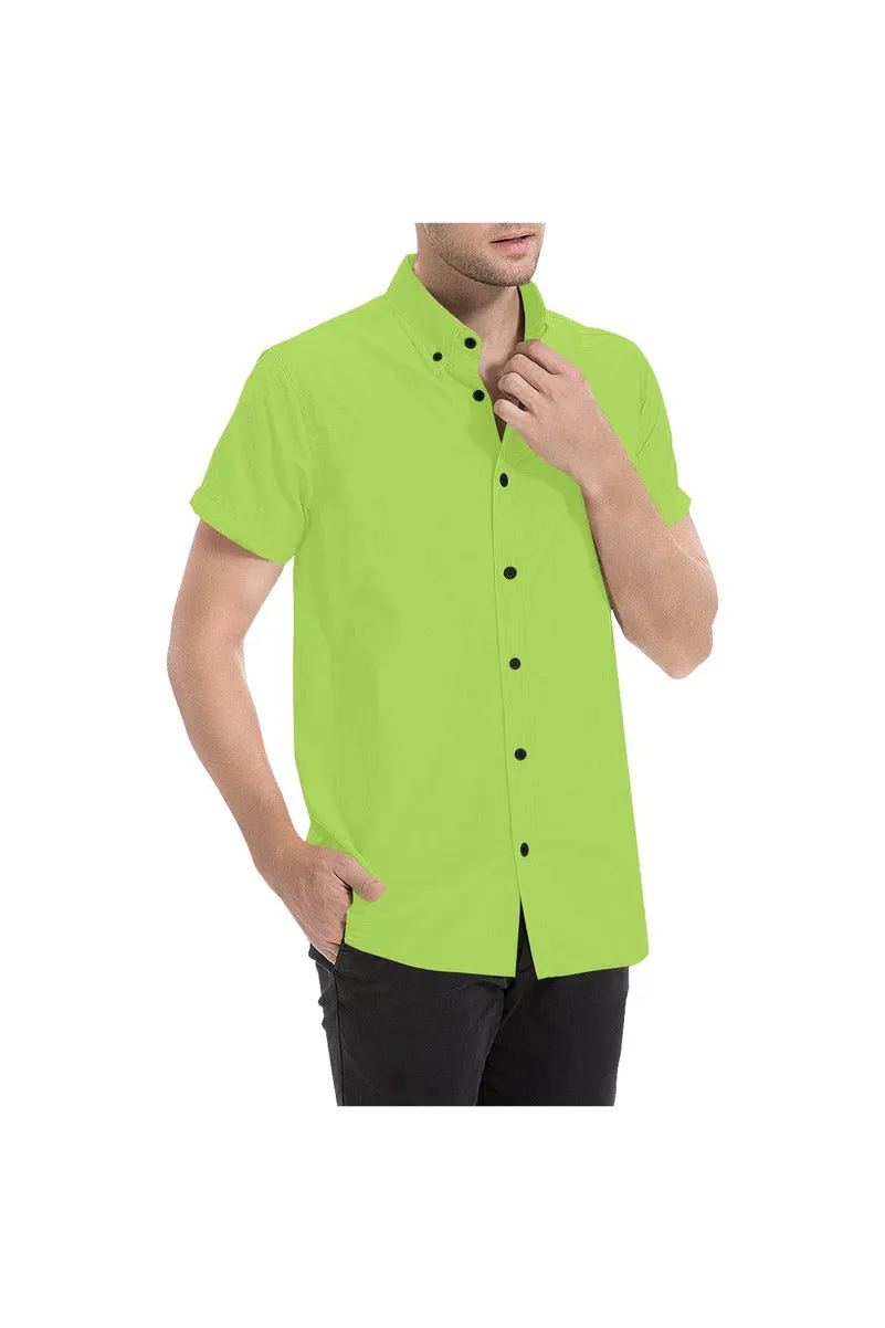 Lime Green Men's Short Sleeve Shirt/Large Size