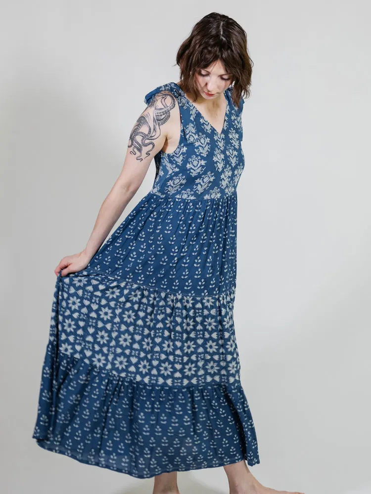 Lorelei Tiered Dress - Indigo Trio