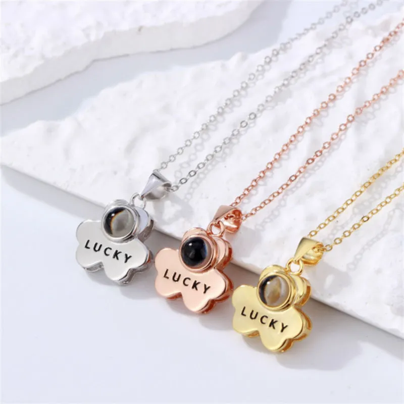 Love Four Leaf Clover Necklace with Picture Inside