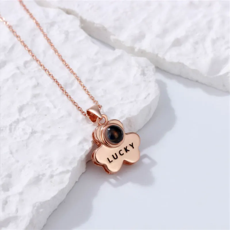 Love Four Leaf Clover Necklace with Picture Inside