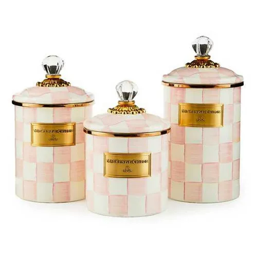 MacKenzie-Childs Rosy Check Enamel Canister