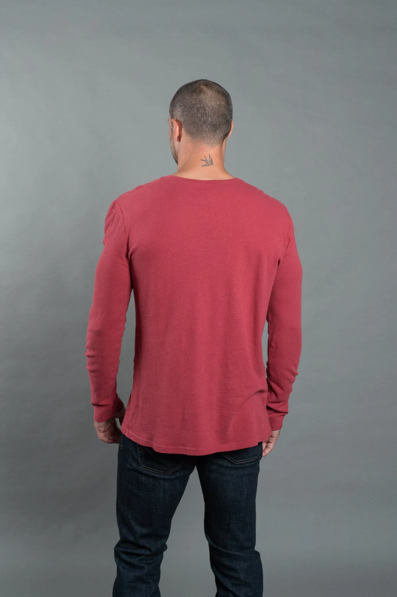 Men's Linen Blend Crew Neck Long Sleeve