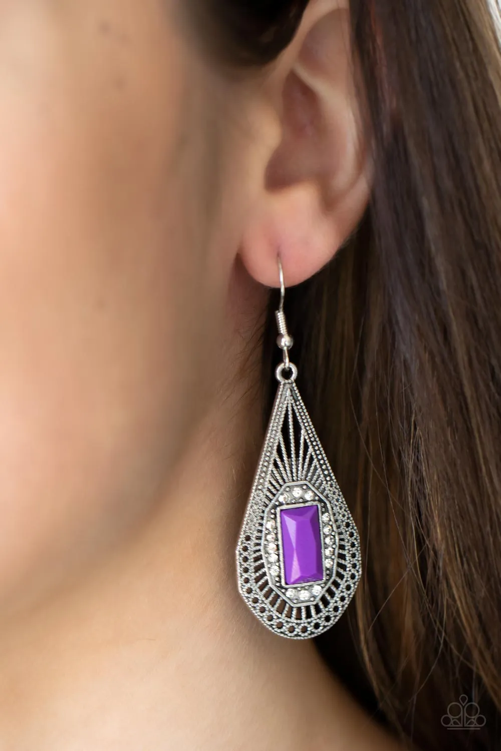 Paparazzi Earring ~ Deco Dreaming - Purple