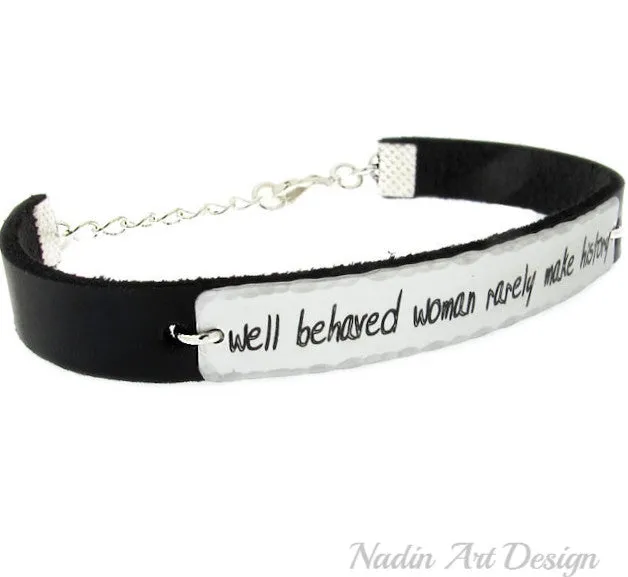 Personalized Engraved Leather Bracelet for Women