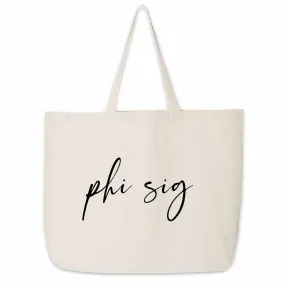 Phi Sigma Sigma Script Writing Nickname Canvas Tote Bag