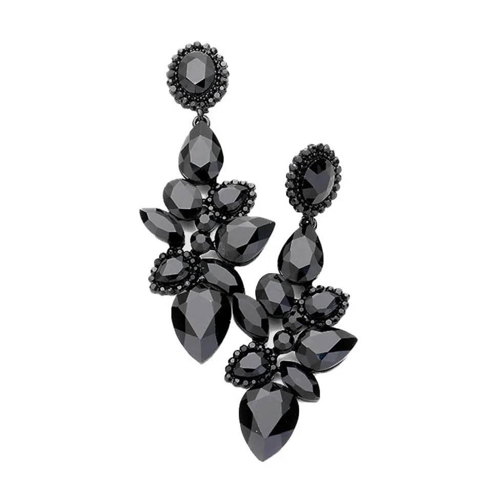 Post Back Multi Stone Cluster Vine Evening Earrings