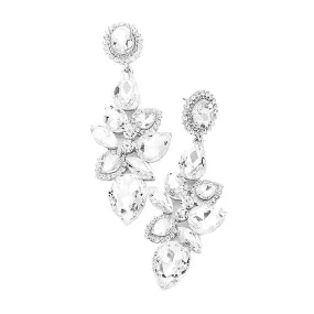 Post Back Multi Stone Cluster Vine Evening Earrings