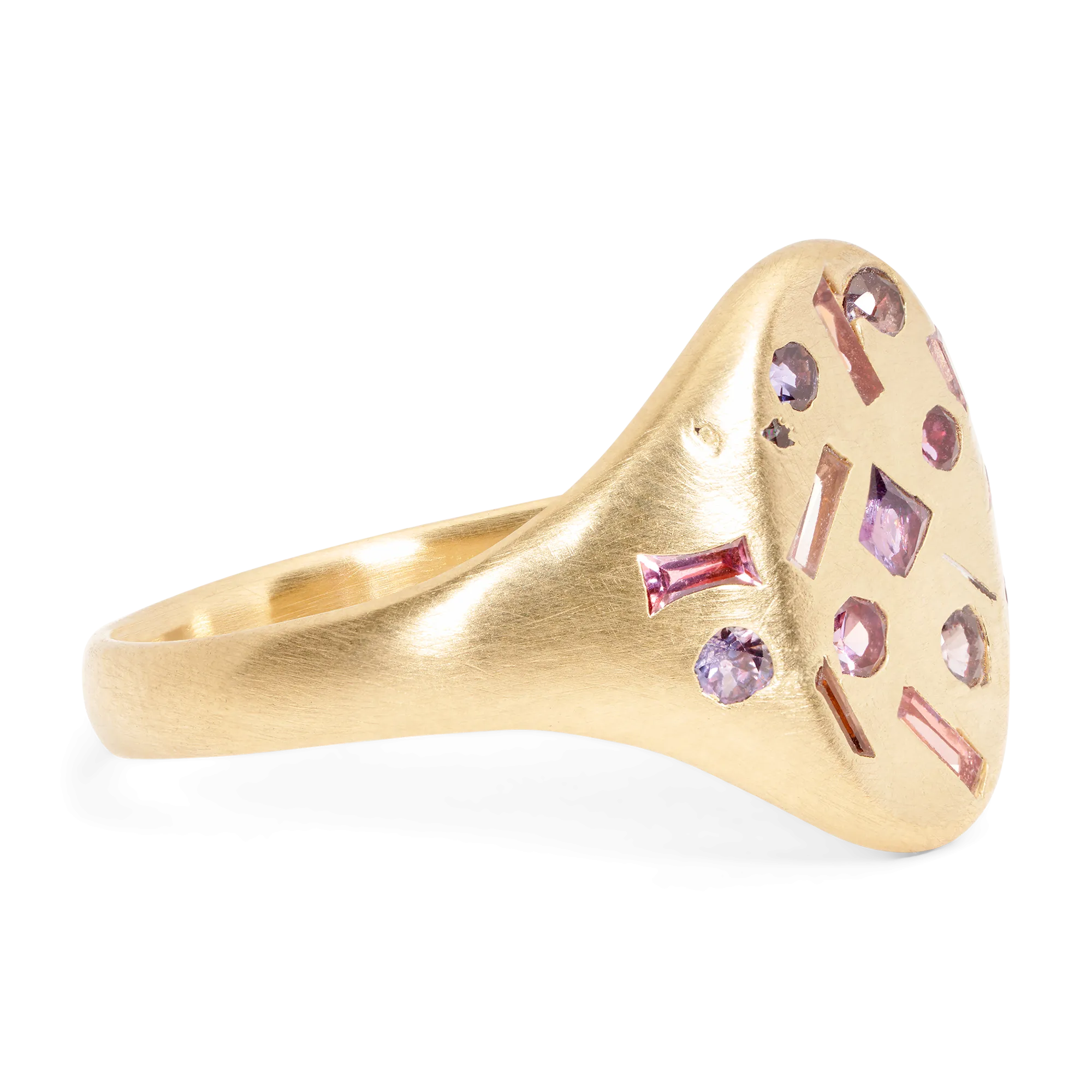 Purple Mixed Cut Signet Ring - Size 8 - 11566